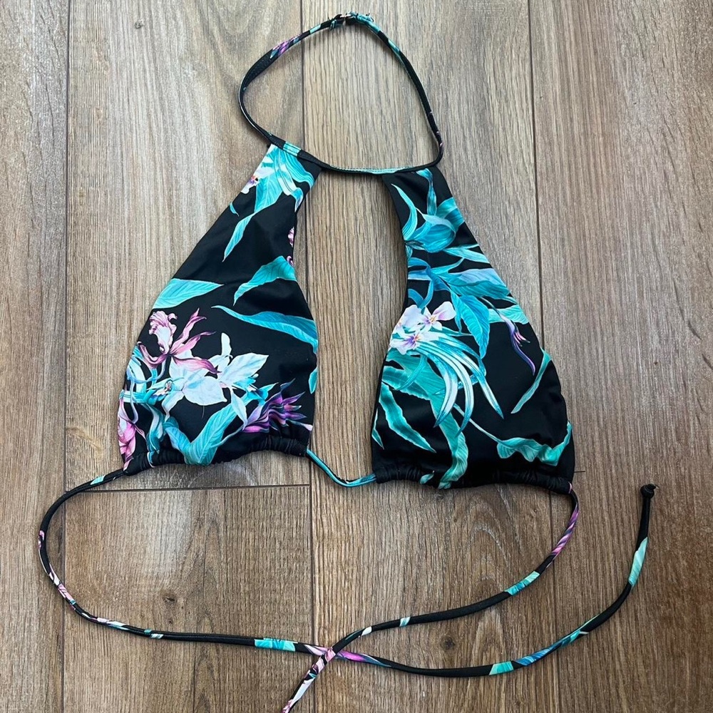 Tropical halter bikini top